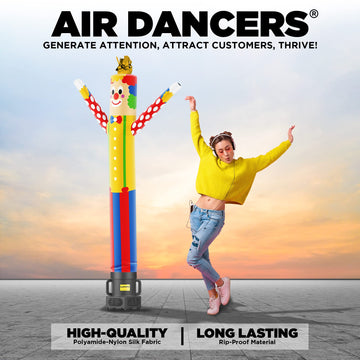 LookOurWay Air Dancers Inflatable Tube Man Set - 7ft Tall Wacky Waving Inflatable Dancing Tube Guy with Weather Resistant Blower - Character Circus Themed - Clown