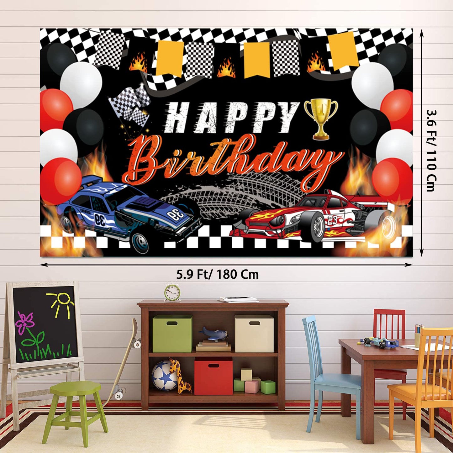 Mpanwen Race Car Birthday Party Supplies, 142 Pcs Racecar Racing Party Decorations For Boys Baby - Backdrop, Banner, Cake, And C