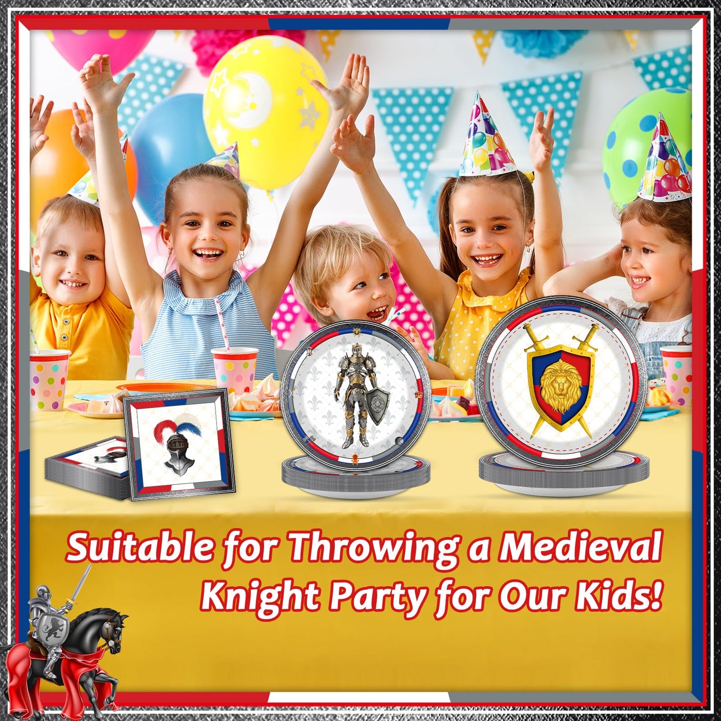 96 Piece Medieval Party Decorations Castle Birthday Paper Plates And Napkins Knights Party Birthday Supplies Favors For Boys And