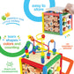 Play22 Wooden Activity Play Cube 6-in-1 for Baby, Removable Bead Maze, Shape Sorter, Abacus, Stacking Cups, Multicolor, Model 6013