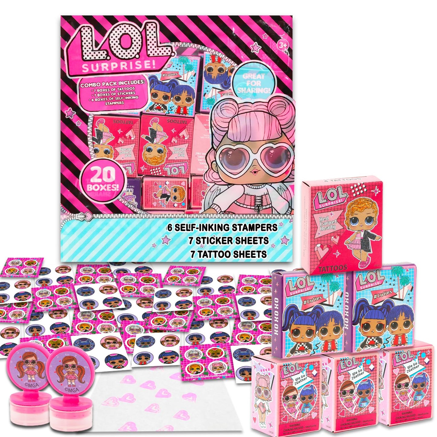 L.O.L. Surprise! LOL Surprise Party Favors for 20 Guests Bundle ~ 20 Pieces LOL Surprise Favor Boxes with Stickers, Tattoos and 
