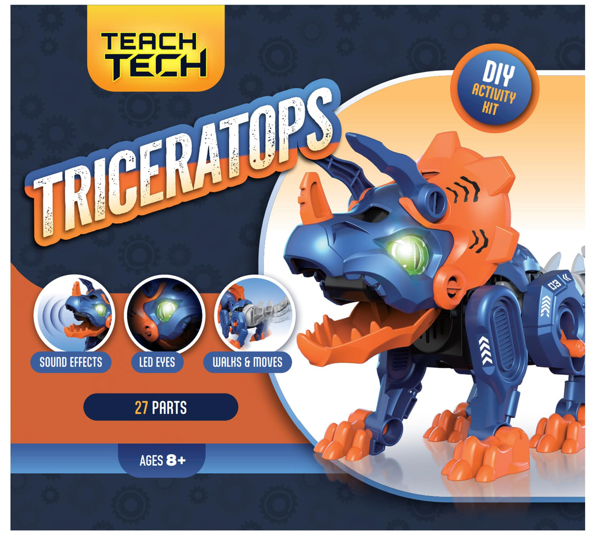TEACH TECH DIY Triceratops STEM Robot Dinosaur Building Toy, Ages 8+
