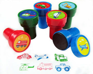 Tiny Mills 24 Pcs Transportation Vehicles & Construction Stampers for Kids