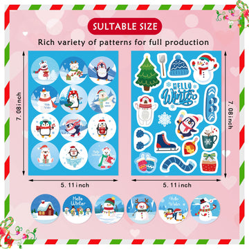330 Pcs Winter Stickers For Kids, Winter Holiday Stickers With Santa Claus Snowman Christmas Tree Penguin,Hello Winter Snowflake