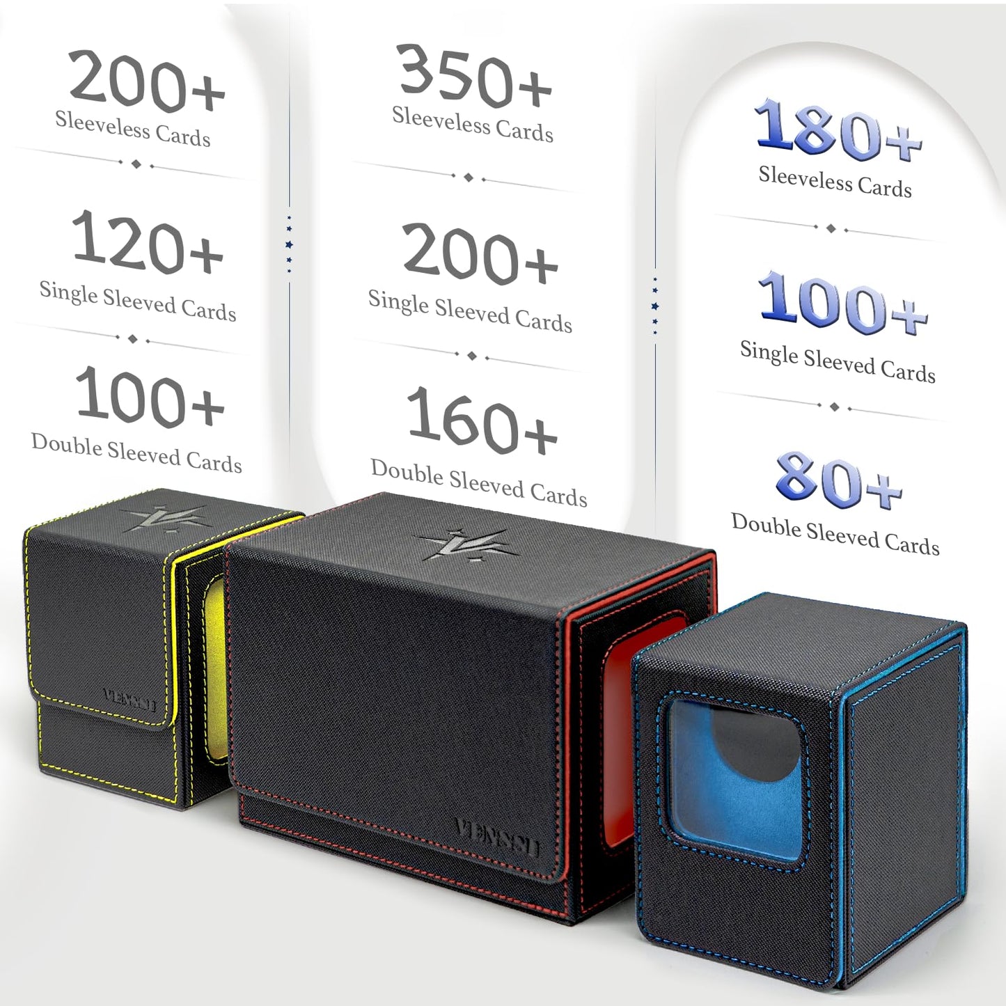 Venssu Mtg Deck Box With Front-Facing Commander Display, Card Deck Case Fit 100 Single Sleeved Cards, Pu Leather Magnetic Tcg St