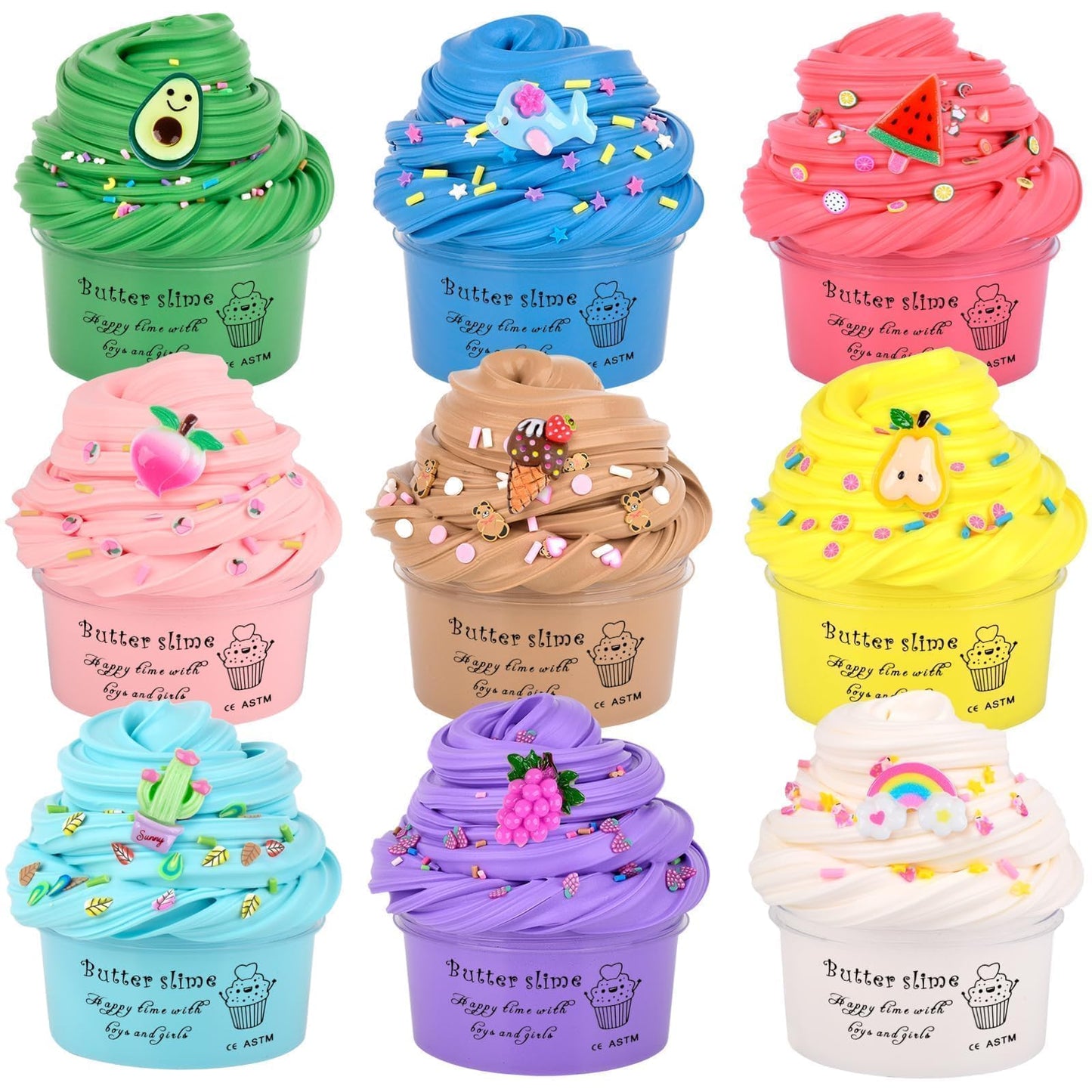 9 Pack Valentine'S Day Slime Butter Kit, For Girls And Boys, Soft Easter Stretchy And Non-Sticky, Scent, Kids Stress Relief Toy,