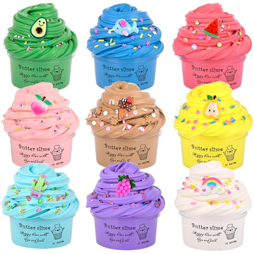 9 Pack Valentine'S Day Slime Butter Kit, For Girls And Boys, Soft Easter Stretchy And Non-Sticky, Scent, Kids Stress Relief Toy,