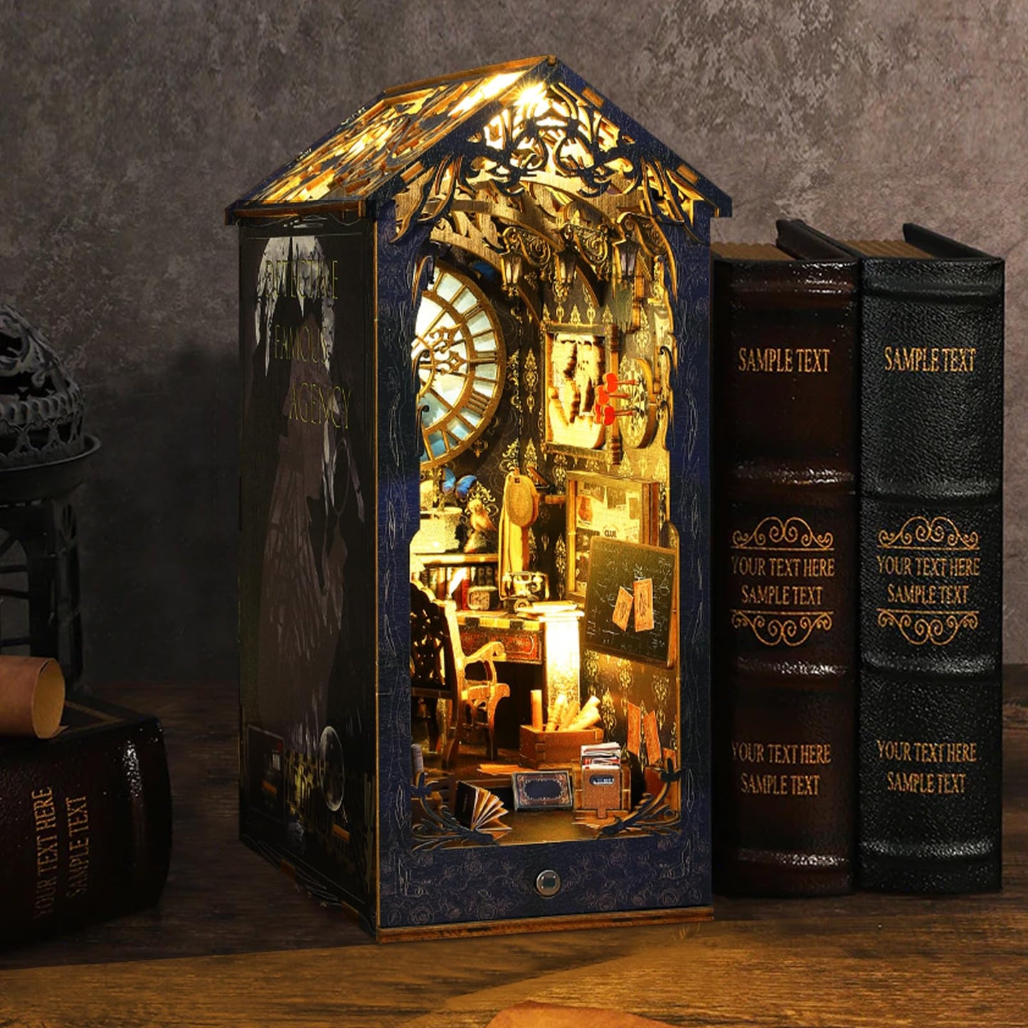 Diy Miniature Book Nook Kit Booknook - 3D Model Wooden Dollhouse Puzzle Toy With Led Light For Adults Teen, Creativity Puzzle Bo