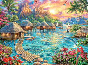 Buffalo Games 1000 Piece Jigsaw Puzzle - Tropical Oasis - Challenging Large Puzzle - Multicolor - Model 12324