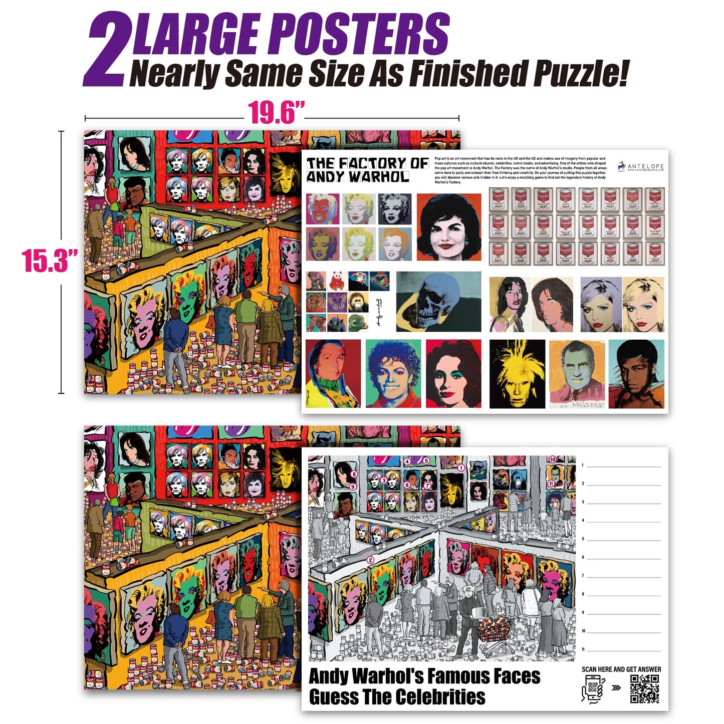 Antelope - 500 Piece Large Format Jigsaw Puzzle For Adults, Andy Warhol Jigsaw Puzzles 500 Pieces, Large Pieces, No Dust Puzzles