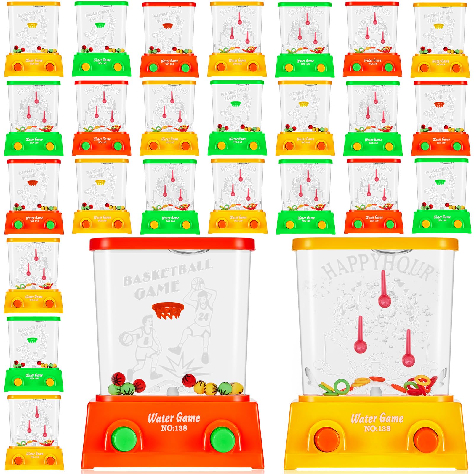 Lewtemi 60 Pcs Water Ring Toss Handheld Game Bulk Retro Pastime Games Handheld Toys Party Favor Basketball Fun Gifts, Without Water(Classic)