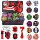 Elfnico Bey Battling Top Burst Gyro Toy Set 12 Spinning Tops 4 Launchers Combat Battling Game With Portable Storage Box Gift For