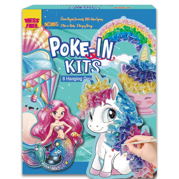 8 Packs Poke in Crafts Art Kits for Girl, Unicorn Mermaid Mess Free Kids Paper Craft Kits, Birthday Gift for Girls 4 5 6 7 8 9 
