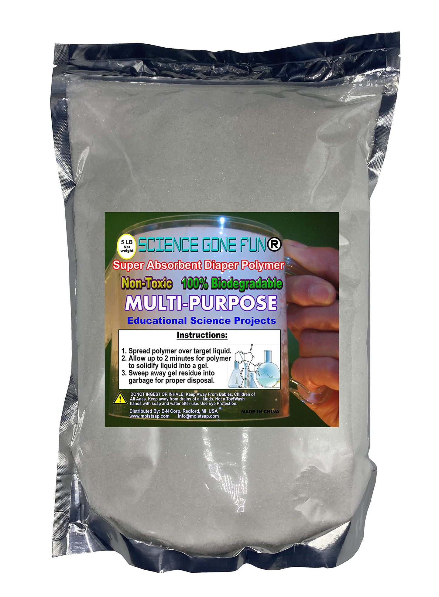 Super Absorbent Polymer: Sodium Polyacrylate 5 Lbs - Ideal For Diapers & Science Fun