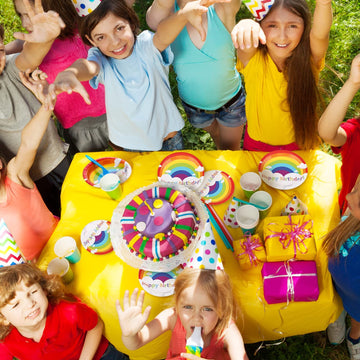 Spiareal Pcs Rainbow Party Supplies Include 7 Inch Rainbow Party Plates 9 Inch Party Plates Napkins Tableware Forks Spoons for 2