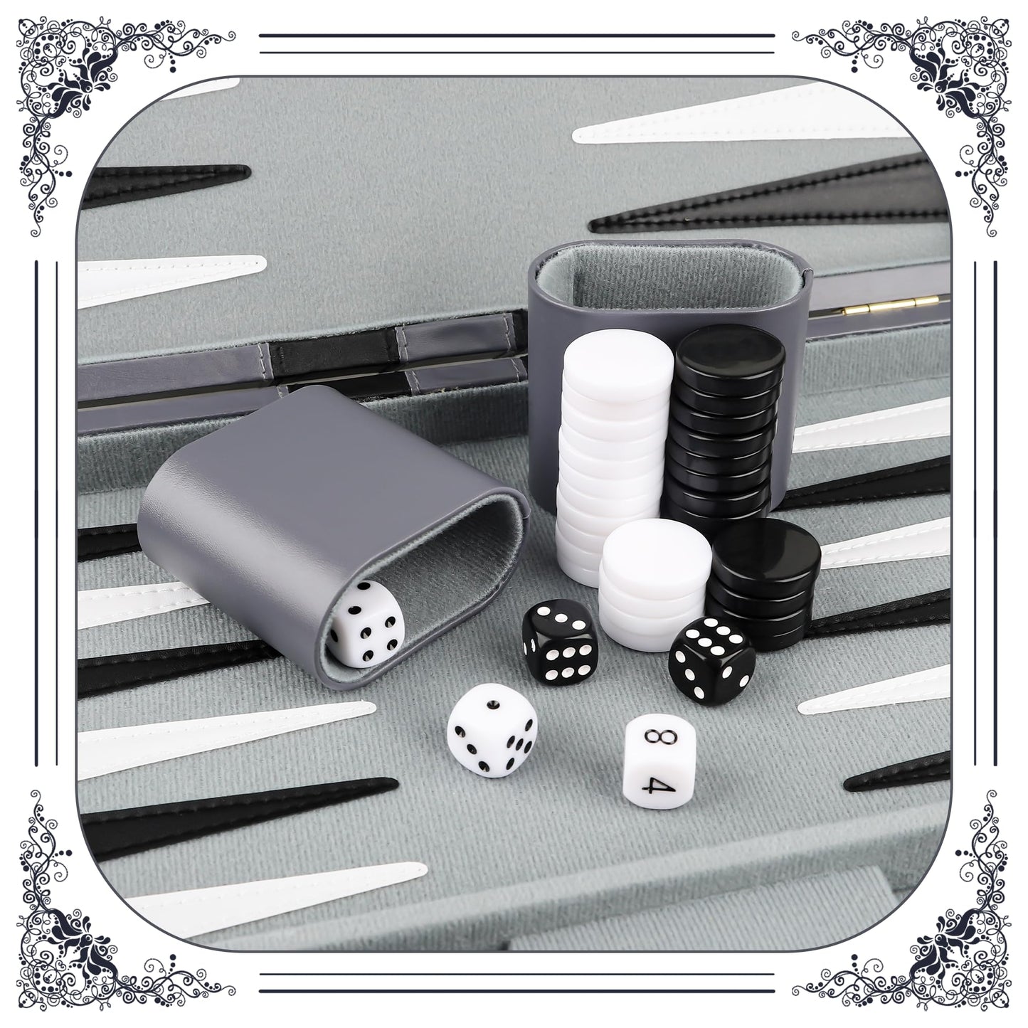 Froggod 15 inch Backgn Sets for mature-themeds - Classic Board Game for mature-themeds - Portable Travel Backgn Set for 2 Players - Perfect mature-themed Board Games for Gifts & Family Fun(Gray)