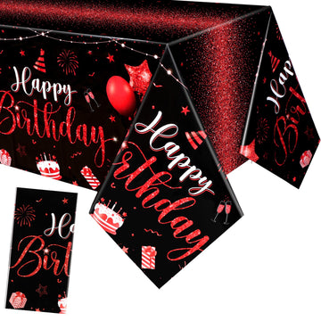 Tudomro 1 Pcs Happy Birthday Tablecloths Happy Birthday Party Decorations Plastic Table Cover Rectangular Cloths for Women Men B