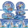 41Pack Cinderella Party Supplies include 710Pcs and 9 10Pcs plates, 20 napkins Tablecloth for Cinderella birthday party decorati