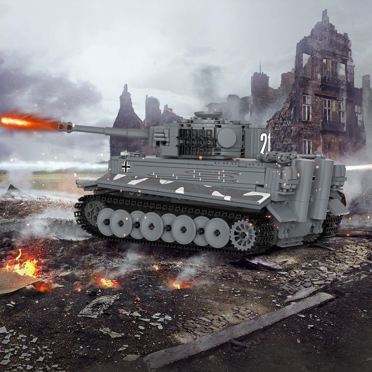 Jmbricklayer Tank Building Sets For Adults Or Boys - Ww2 Military Rc Tiger Army Tank Model Toy, Armed Construction Vehicle Set I