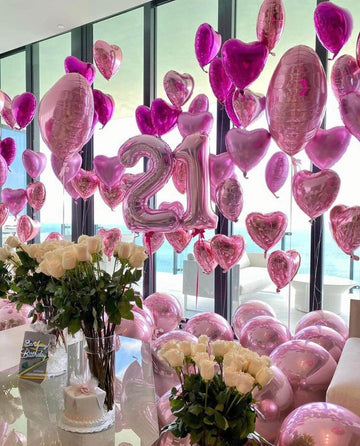 Pink Heart Shaped Balloons Pack Of 10, 18 Inch Love Valentine Balloons Silver Heart Romantic Balloons For Valentines Day Propose