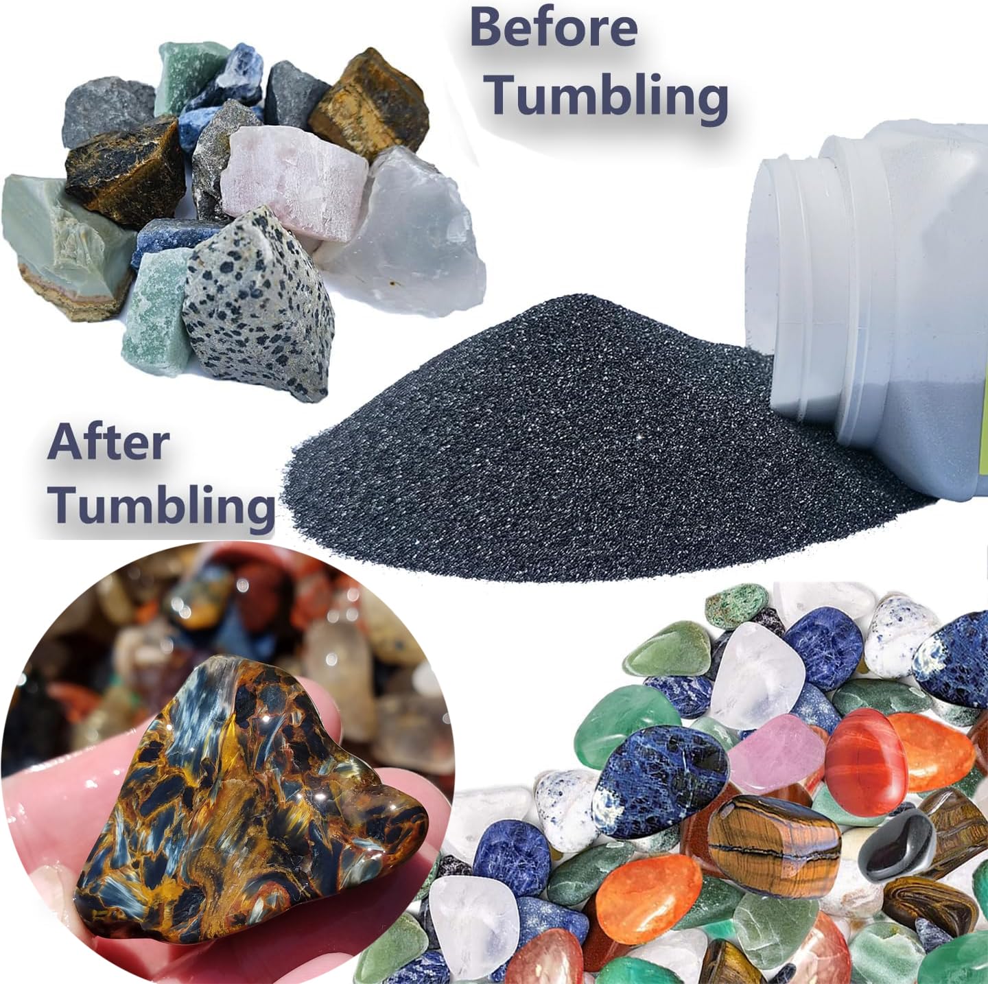 Weight Set For Rocks Total 6 Lbs Weight Rock Tumbler Grit Set, 4 Step Tumbling Media Refill ...