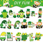 Chiazllta 30 Pcs St. Patricks Day Craft Kits For Kids Diy Leprechauns Shamrock Owl Gnome Sticker Craft Ornament St. Patricks Art
