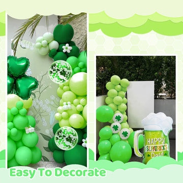 138 Pieces Green Balloons St Patricks Balloons Arch Green Balloon Arch Kit Green Balloon Garland For St. Patrick'S Day Decoratio