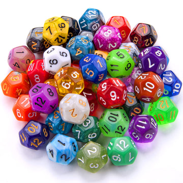 AUSTOR 42 Pieces Polyhedral Dice 12 Sided Game Dice Set Mixed Color Dices Assortment with a Black Velvet Storage Bag for DND RPG