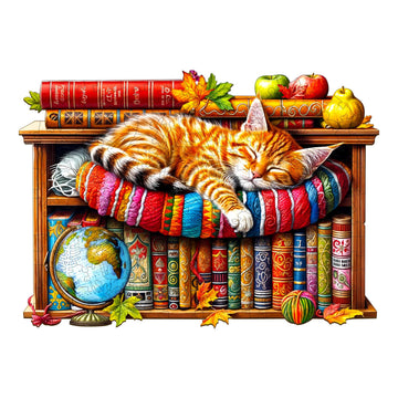 Wooden Puzzles for mature-themeds - Challenging Dreamy Tabby Cat mature-themed Puzzle  Unique Animal Shaped Wooden Jigsaw Puzzles for mature-themeds  Creative Gifts Family Games 13.4 * 9.5 in 240pcs