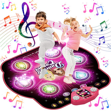 Kizjorya Dance Mat For Kids, Upgraded Switchable 4 & 6 Button Mode Electronic Dance Pad With Bluetooth-9 Levels, Light Up Childr