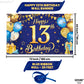 Katchon, Xtralarge Blue And Gold Happy 13Th Birthday Banner - 72X44 Inch | Blue Happy 13Th Birthday Backdrop, 13Th Birthday Decorations For Boys | Blue And Gold 13Th Birthday Party Decorations Boy