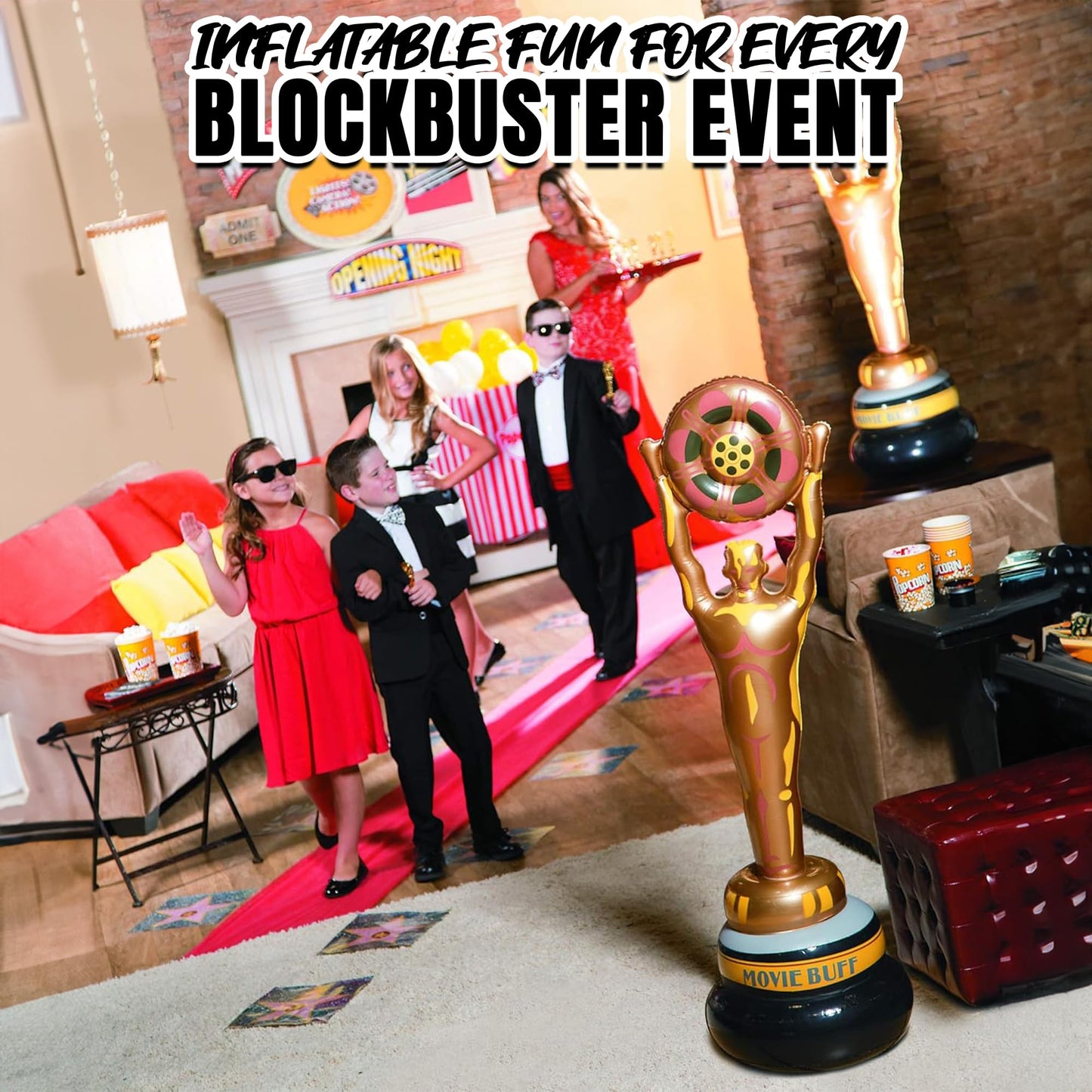 Huge Vinyl Inflatable Movie Buff Party Decoration (5 Feet Tall) Movie Night and Awards Party Decor