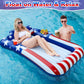 American Flag Pool Floats for mature-themeds with Pillow & Cup Holder  70 x 46 Large Inflatable Tanning Pool Float Lounger  Sunbathing Water Bed Pool Floatie for mature-themed 4th of July Pool Party Patriotic Beach