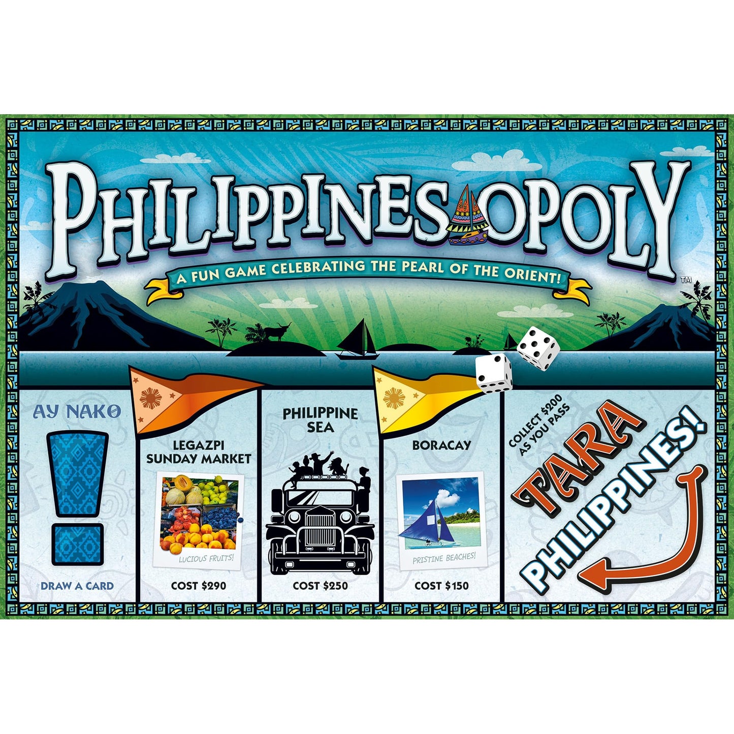 Late For The Sky Philippines-Opoly Board Game, Family Fun for 2-6 Players, Cardboard, Multicolor, 311.25 in³, Ages 8+