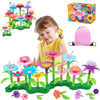 Flyingseeds 46 Pcs Flower Garden Building Toys For Girls, Stem Toy Gardening Pretend Play Set For Kids, Girls Favor Stacking Game For Toddlers, Preschooler Age 3 4 5 6 7 8 Year Old
