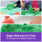 Kinetic Sand, Sandbox Set with 1lb Green Play Sand, 4 Tools & Molds, Storage, Sensory Toys for Kids Ages 3 and up