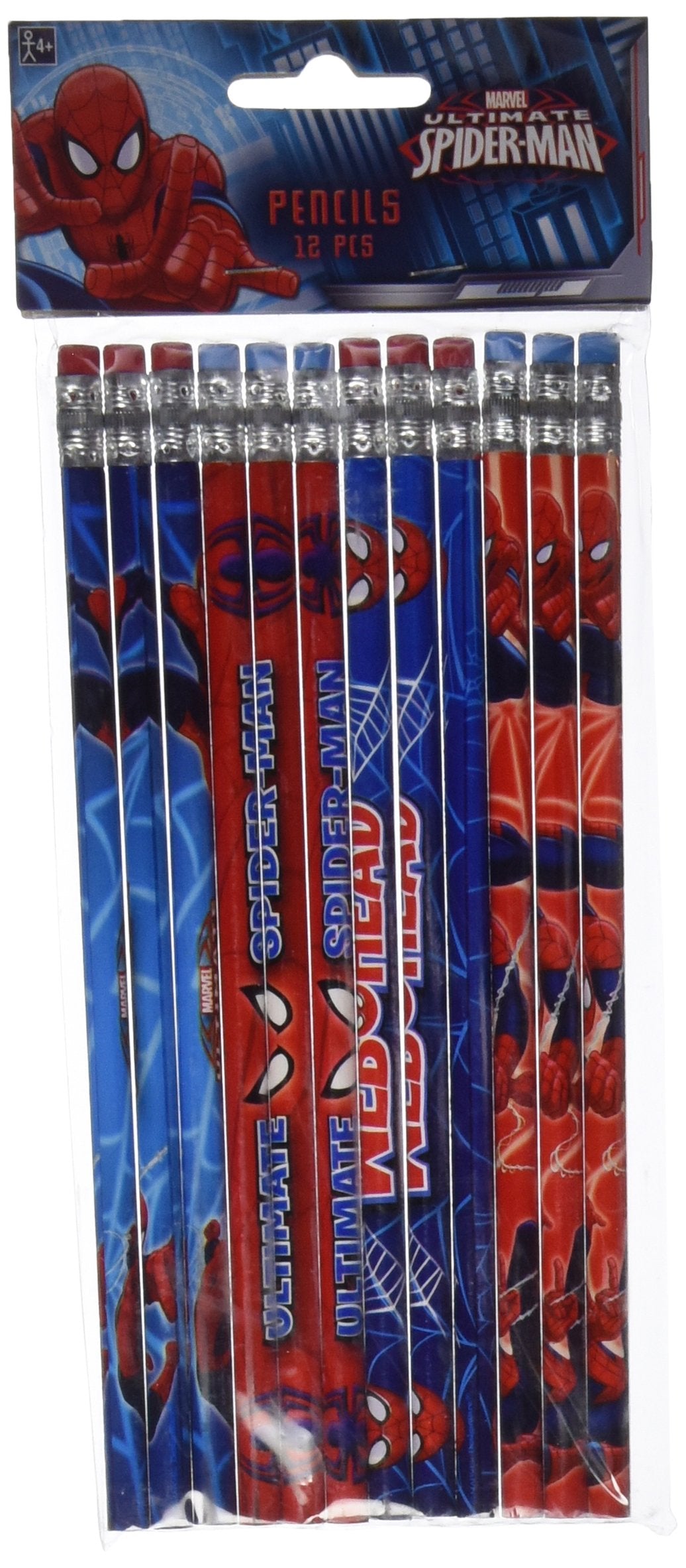 12-Piece Spider-Man Pencils, Multicolored, Amscan