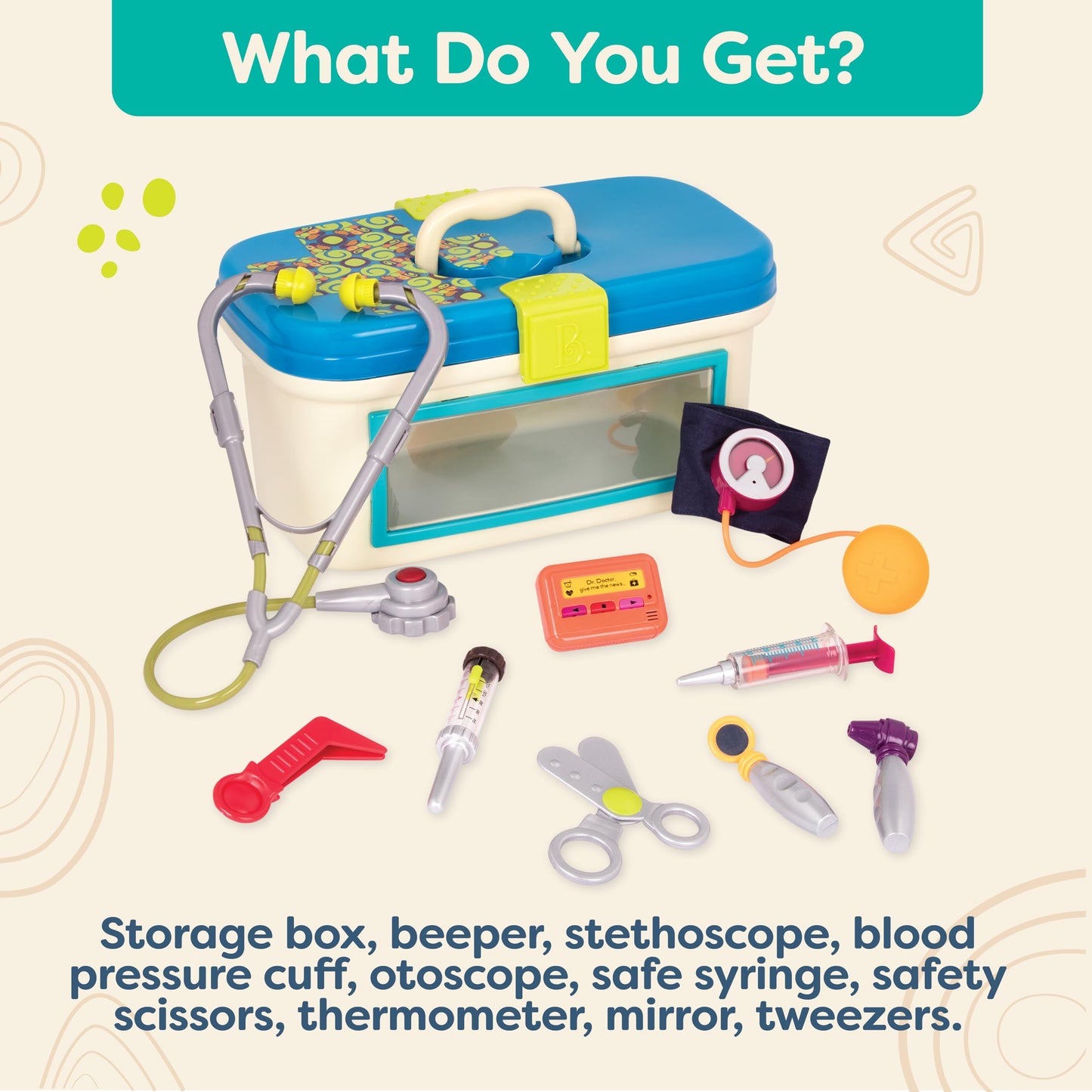 B. toys - Doctor Play Set For Kids - Kids Doctor Toys - 10 Pieces - Realistic Medical Tools - Pretend Play Kit For Toddlers - Dr