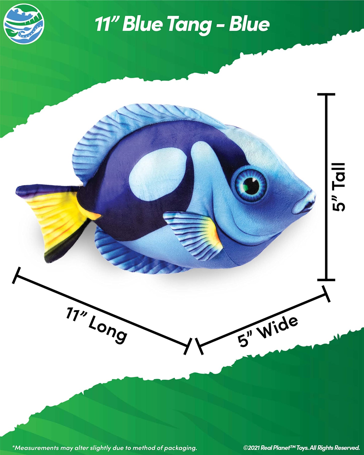 Real Planet Sea Life Plush - Soft Stuffed Animal Gift For Kids All Ages, Sea Ocean Fishing Plushie, Fun Christmas Birthday Gifts (Blue Tang, 9') (11' Long)