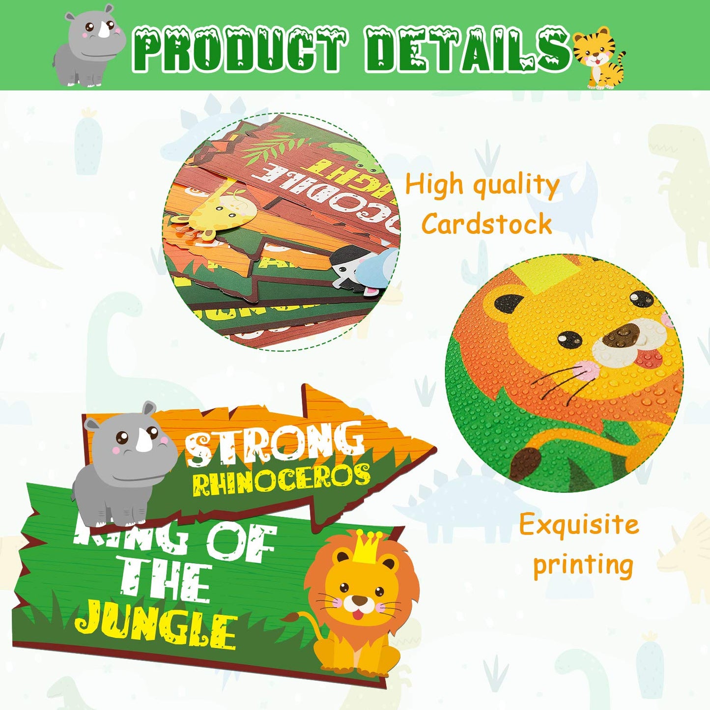 20 Pieces Safari Jungle Party Sign Animal Signs Decorations Wild Animal Directional Signs for Kids Birthday Decorations Welcome