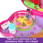 Polly Pocket Dolls & Playset, Straw-Beary Patch Compact With 2 Micro Dolls & 12 Accessories, Travel Toy With Fidget Exterior