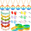BANBALLON 30 PCS Hippie Party Favors Retro Round Sunglasses Daisy Flower Headbands Peace Sign Necklaces Silicone Bracelets For 6