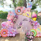 163Pcs Pastel Donut Balloon Arch Garland Kit, With Pastel Rainbow Balloon, Sprinkle Confetti And Ice Cream Foil Balloons For Swe
