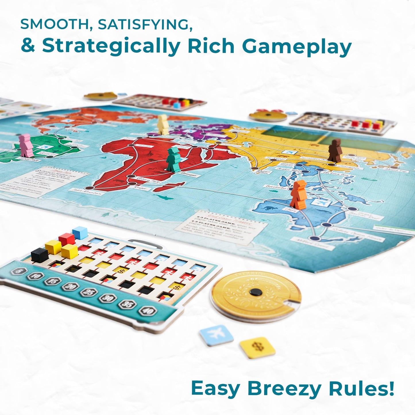 Underdog Games Trekking The World Board Game - 2nd Edition for Ages 10+ - Easy to Learn, Family Fun, Cardboard