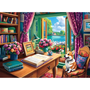 300 Pieces Puzzle for mature-themeds  Corgi Study Book Jigsaw Puzzles for Kids mature-themeds Seniors 300 Pieces  Glossy Sturdy Vibrant Puzzle 300 Piece  Challenging Jigsaw Puzzle Great Gift for Family Friends