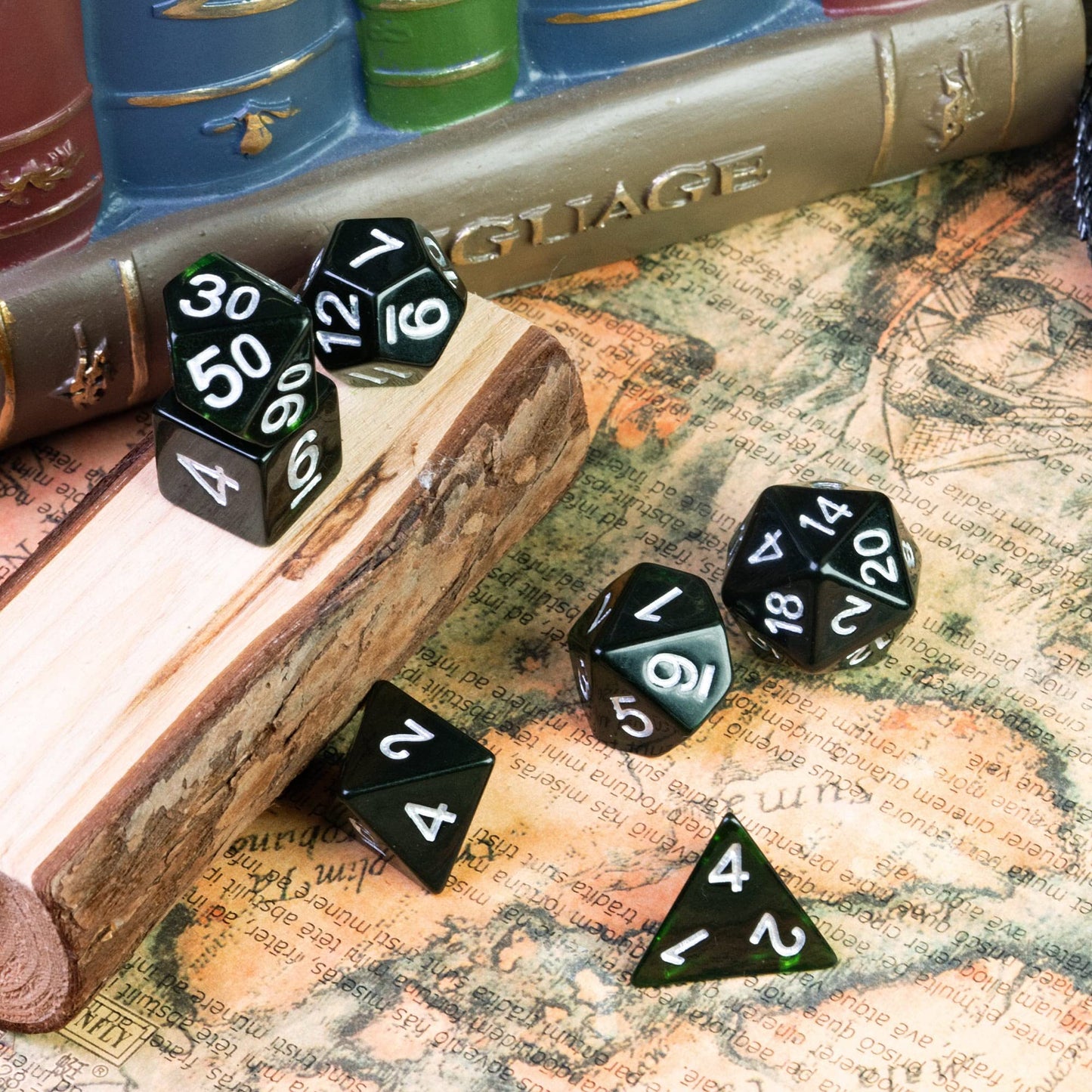 HDdais Polyhedral DND Dice Sets 7-Die D&D Dice for Dungeons and Dragons Pathfinder DND RPG MTG Table Gaming Dice (Dark Green)