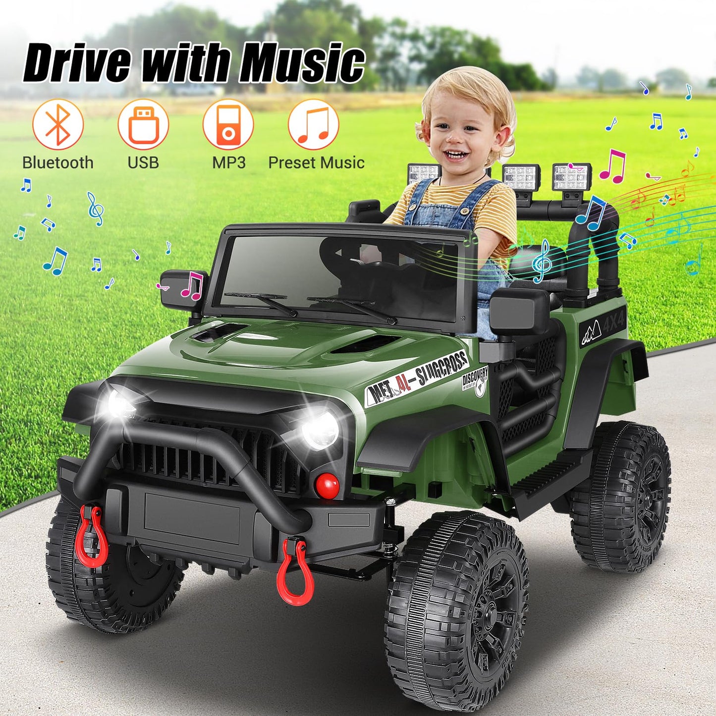 Hikole 24V Ride On Toys For Big Kids, 24 Volt Power Wheels With Remote Control, Kids Ride On Car 24V, Bluetooth Musicdual Steeri