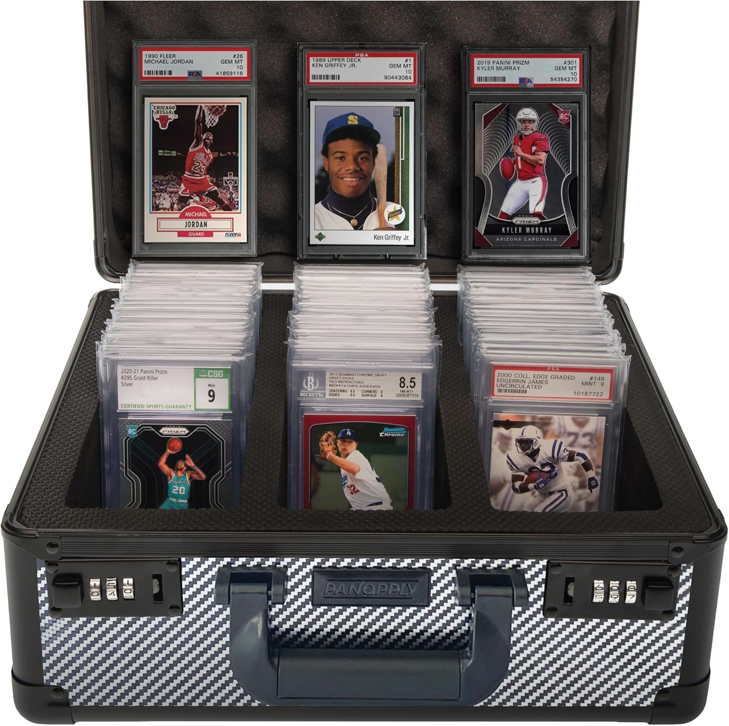 Panopply SLAB protective covering 120+ 3 Row Psa Graded Card Storage Box Graded Card Case Psa Slab Case for Graded Cards Psa Card Case Baseball Card Cases for Sports Cards Storage Sports Card Case (CARBON FIBER)