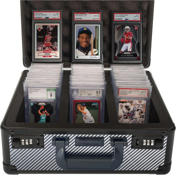 Panopply SLAB protective covering 120+ 3 Row Psa Graded Card Storage Box Graded Card Case Psa Slab Case for Graded Cards Psa Card Case Baseball Card Cases for Sports Cards Storage Sports Card Case (CARBON FIBER)