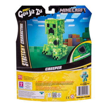 Heroes of Goo Jit Zu Minecraft Stretchy Character, Creeper, 20x6x25 cm, TPR Material, Multicolor, Model 42959, Sensory Toy